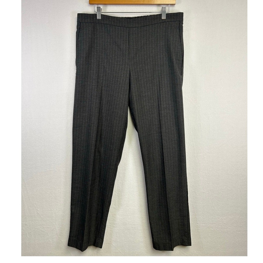 Dark Academia Old Navy Womens 12 Tall Gray Pinstripe Straight Leg Dress‎ Pants